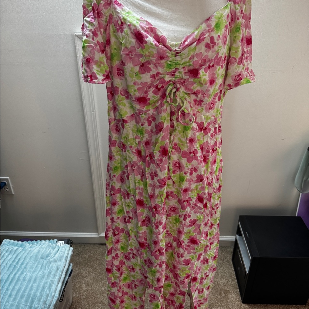 Primark Pink and Green Floral Dress